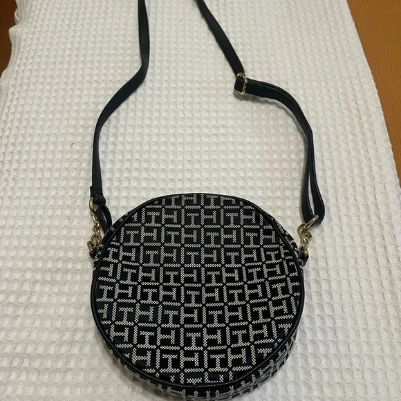 Tommy HilfigerBlack and White Monogram Circle Crossbody - Picture 1 of 8